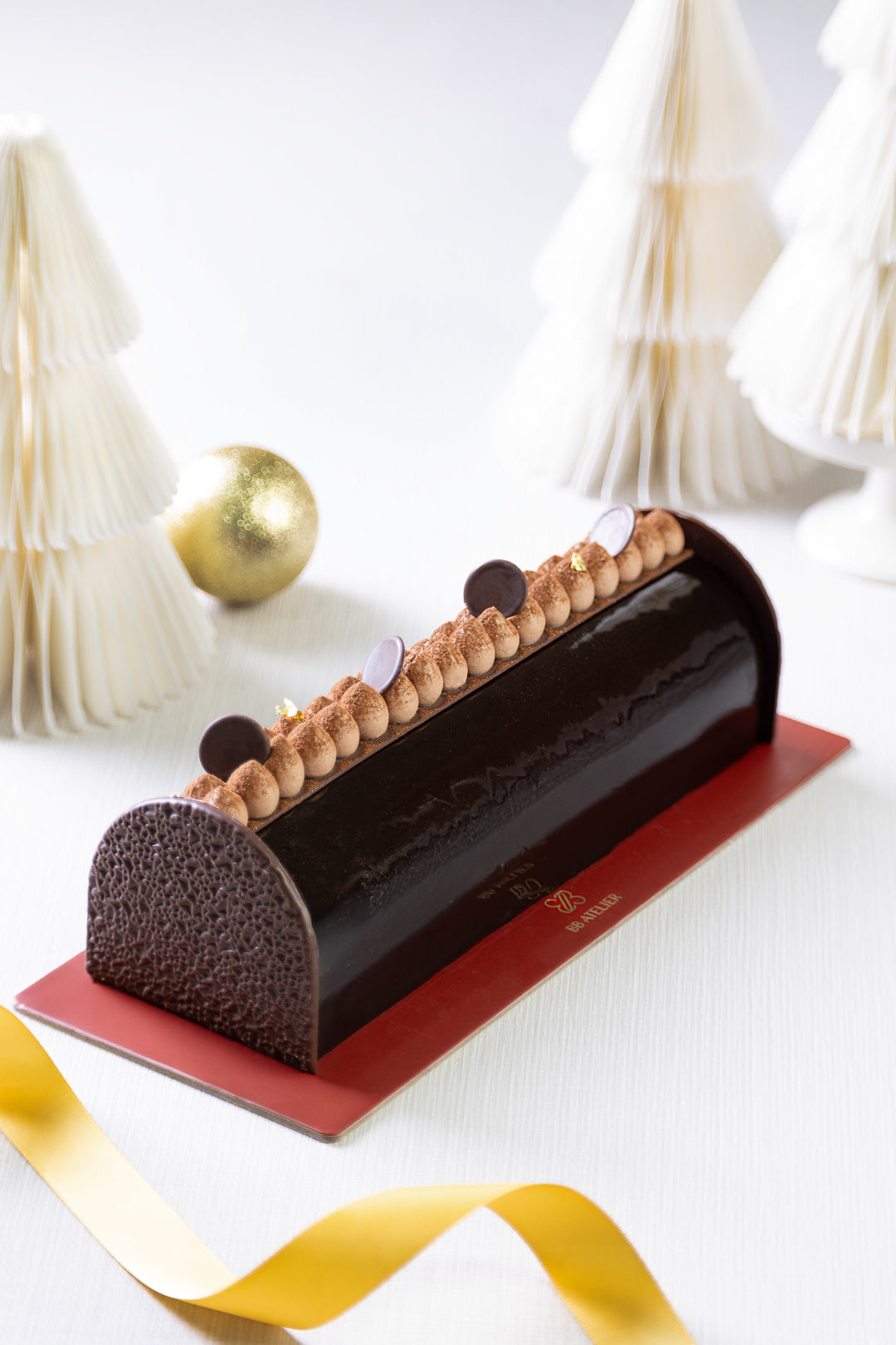Chocolate Cherry Pistachio Yule Log Cake