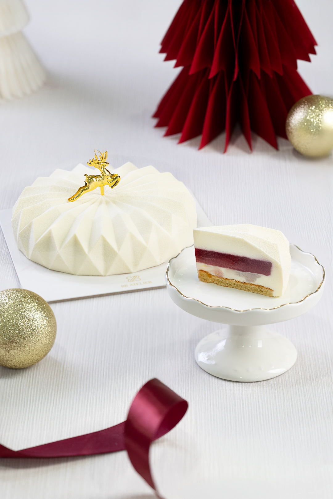 Ispahan Raspberry Rose Lychee Origami Cake